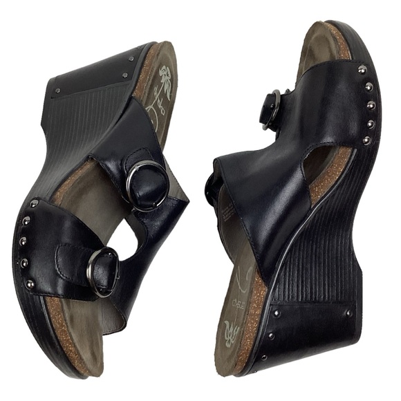 DANSKO Fern Studded Wedge Leather Buckle Platform Sandals #1906020200 - Picture 4 of 13